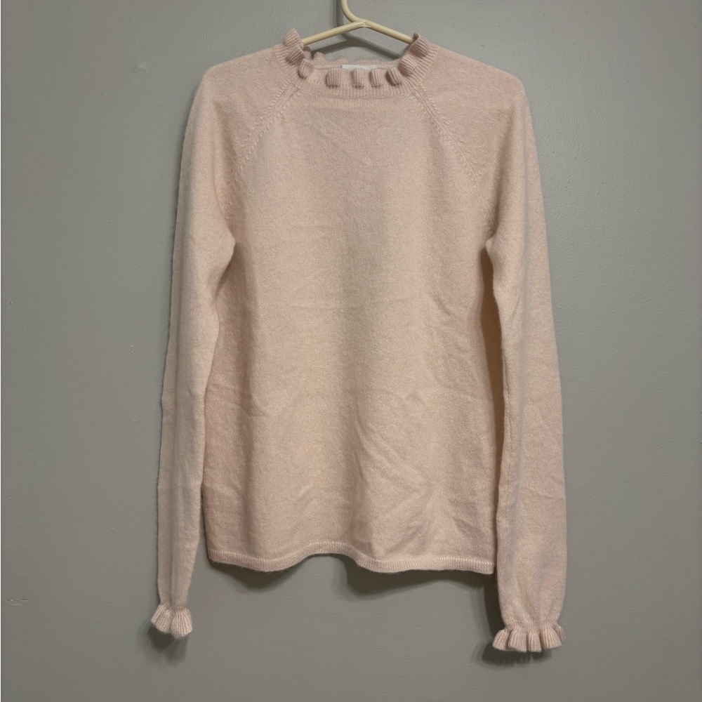 Garnet Hill Cashmere Ruffle Mock Neck Sweater. Womens XS